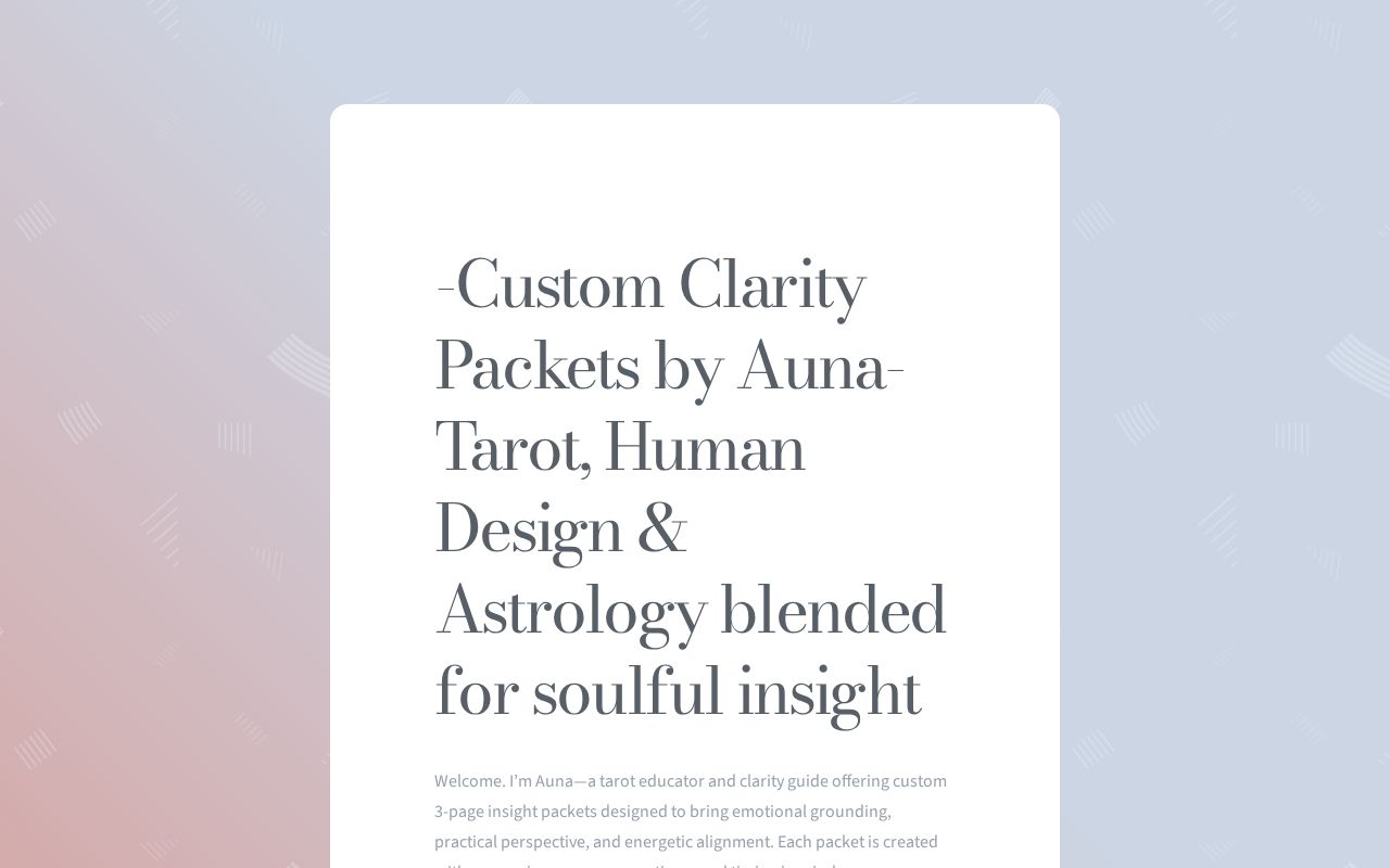 Tarot with Auna Clarity Packets